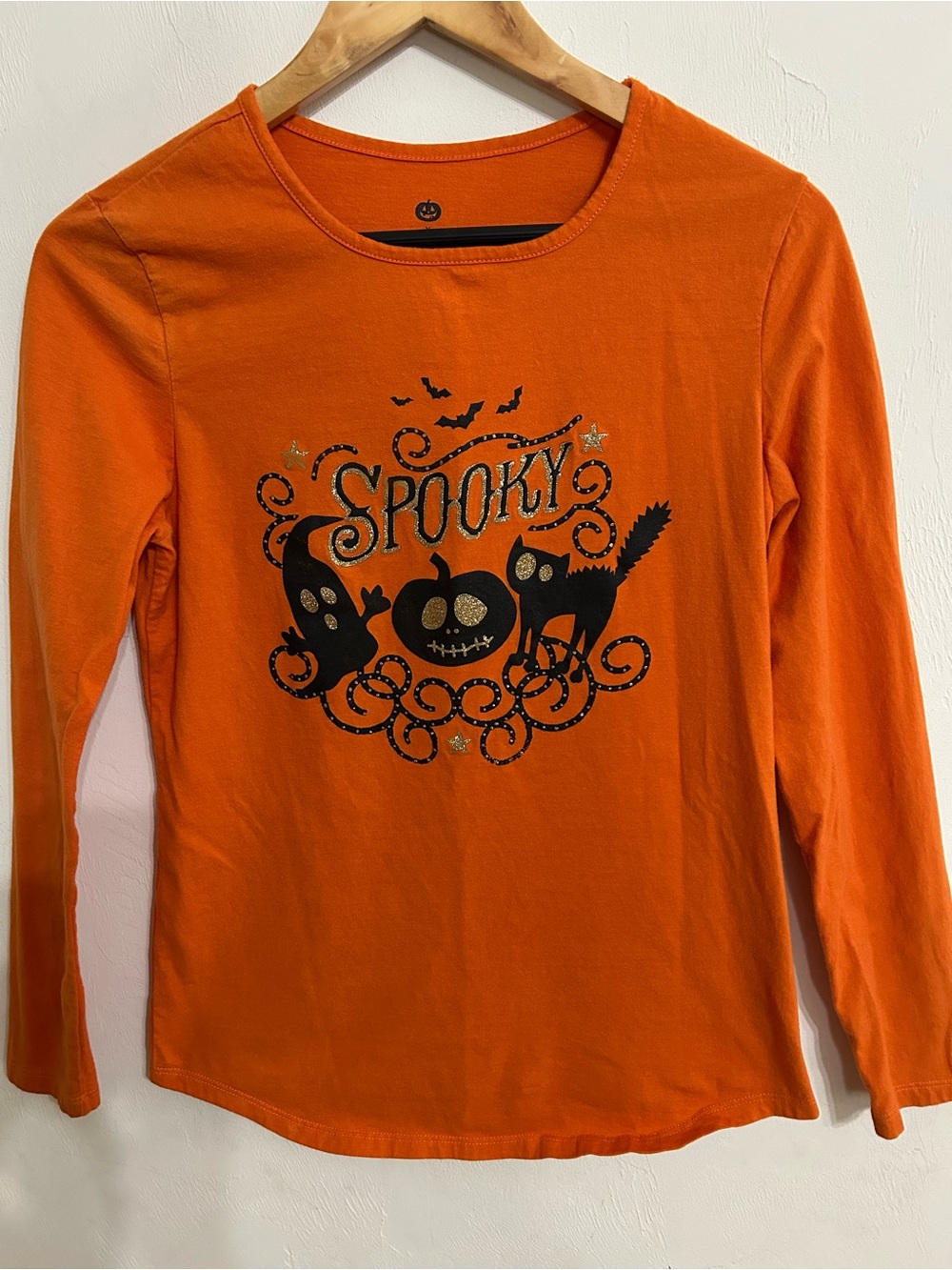 Women's Orange 'Spooky' Long-Sleeve Graphic Tee 8-10